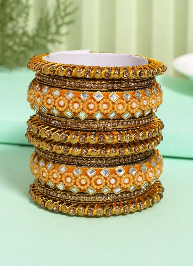   Wedding Wear  Yellow Color Thread Bangle Set:-2.4,2.6,2.8